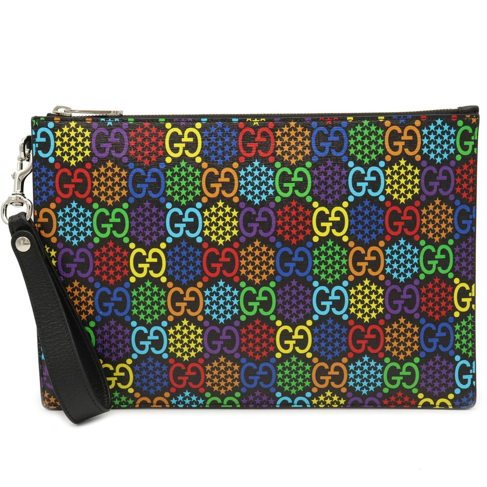 Gucci GG Psychedelic Clutch Bag Shoulder Black Multicolor
